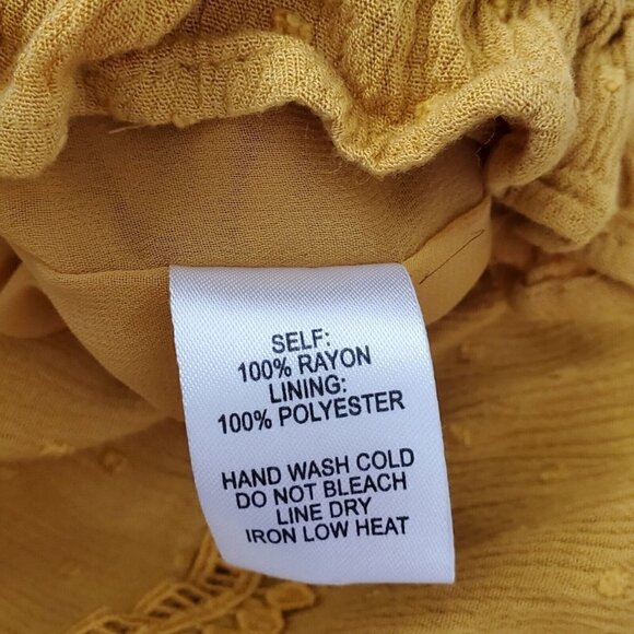 Lulus Blouse Small Off The Shoulder‎ Mustard Yellow Sunny Story Bell Sleeve Top - Picture 6 of 11